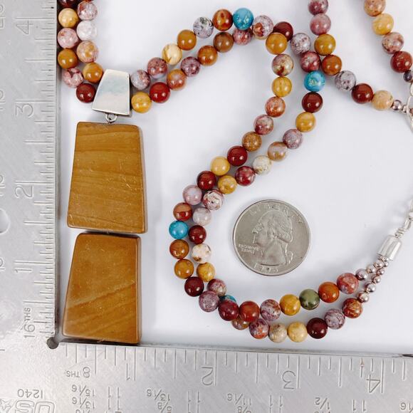 Signed Jay King Turquoise Jasper Sterling Silver Pendant Multistrand Necklace - Picture 10 of 13